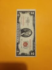 1953B 2 Dollar Bill US CURRENCY Red Seal A66904554A - Off Centered Cut