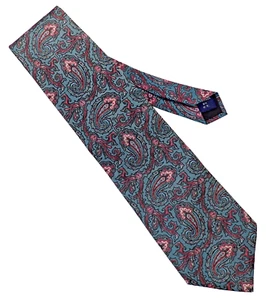 Corbata clásica Gant Italia 100 % seda roja verde azulado cachemira 3"x58" usada en excelente estado - Imagen 1 de 5