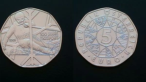 AUSTRIA / 5 EURO - SKI / 2005 / SILVER COIN - Picture 1 of 3