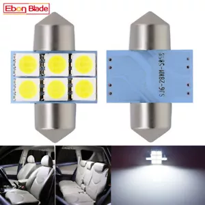 White 28mm Festoon 5050 6SMD LED Car Interior Dome Trunk Cargo Light Bulbs 12V - Picture 1 of 9
