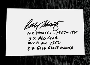 BOBBY SHANTZ added MANY STATS YANKS ATHLETICS SIGNED AUTOGRAPHED INDEX CARD 3X5 - Picture 1 of 1