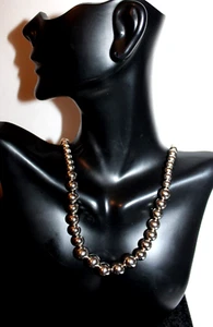 Vintage Sterling Silver Graduating Bead Ball Necklace KA 1776 Italy 20" - Picture 1 of 7