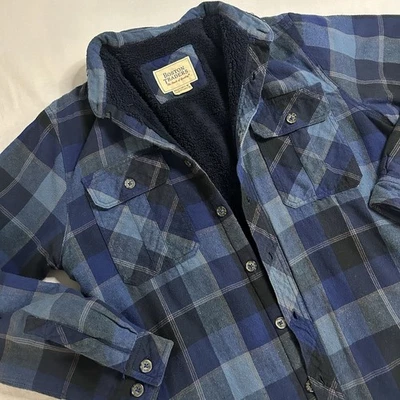 Boston Traders Men's Fleece Lined Flannel Shacket Jacket Button Up Size Medium - Image 1 of 4