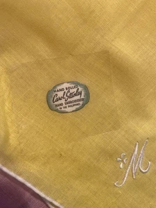 Vintage Carol Stanley Embroidered Linen Handkerchief Monogram M Philippines - Picture 1 of 11