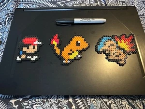 Set of 3 Pokémon Perler Beads- Pokemon Trainer, Charmander, Cyndaquil - Picture 1 of 4
