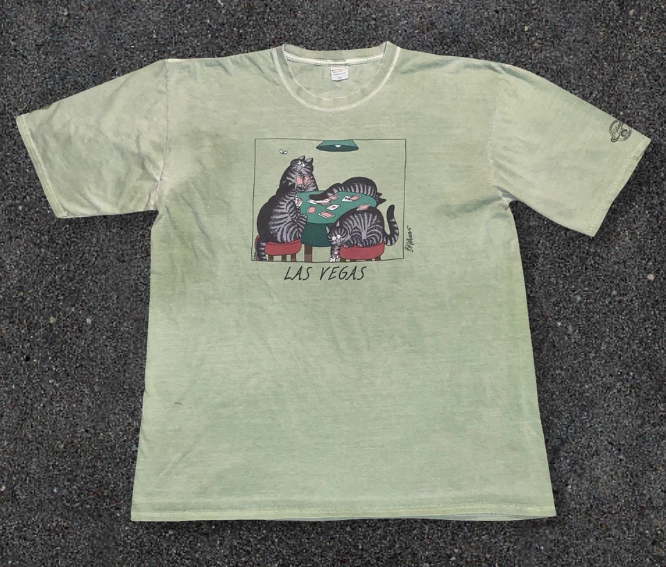 Vintage Crazy Shirts Hawaii B Kliban Cat T Shirt Men's 2XL Las Vegas Poker Tee - Image 1 of 4