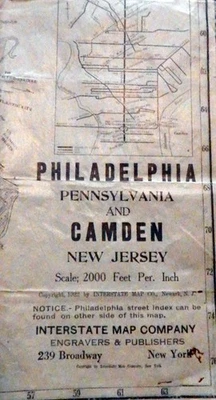 *** 1922 Antique PHILADELPHIA Pennsylvania/CAMDEN New Jersey Map *** - Image 1 of 3