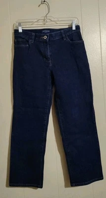 Ann Taylor Straight Leg Cropped Dark Blue Jeans Size 4 98% Cotton 2% Spandex  - Image 1 of 2