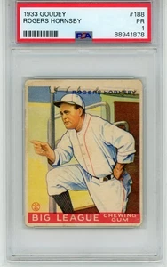 1933 Goudey #188 Rogers Hornsby St. Louis Browns PSA 1 "Free Shipping" - Picture 1 of 2