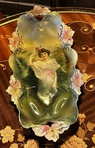 Seltene antike RS Preußen signierte Portraitplatte Sommersaison Dame Iris Form - Bild 1 von 12