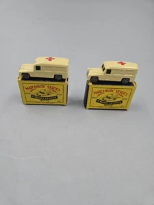 Vintage Matchbox Lesney Lot Of 2 #14 Daimler Ambulances With The Original Boxes - Picture 1 of 20