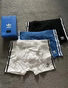 Mens Adidas Comfort Flex Cotton 3 Pack Black, Blue, White Boxers Size Medium - Picture 1 of 4