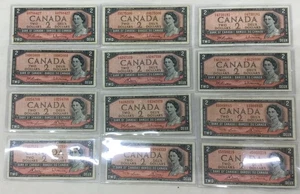 Kanadische Zwei-Dollar-Banknote 1954 (12 Stück), zirkuliert mit Hülle - Bild 1 von 3