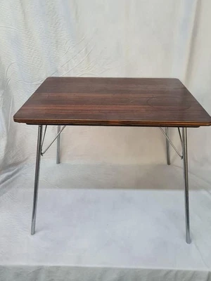 Vintage Eames IT-1 Rosewood & Chrome Incidental Folding Side Table Herman Miller - Image 1 of 4