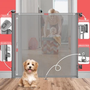 Retractable Pet Dog Gate Safety Guard Folding Baby Toddler Stair Gates Isolation - Picture 1 of 12
