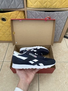 Reebok Classic Nylon marineblau weiß Turnschuhe Schuhe neu im Karton Größe 8uk Herren - Bild 1 von 17