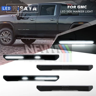 烟熏白色适用于 2020 - 2025 GMC Sierra 2500 3500HD Canyon LED 侧标记灯 — 第 1/4 张图片