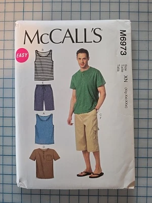 6973 Men's Tank Tops, T-Shirts & Shorts Sewing Pattern Size XLG-XXXL McCalls New - Image 1 of 2