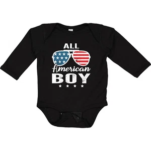Inktastic All American Boy USA Parade Long Sleeve Creeper Boys America Apparel - Picture 1 of 6