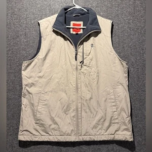 Izod Vest mens Large tan gray fleece lined full zip soft wind water resistant - Picture 1 of 11