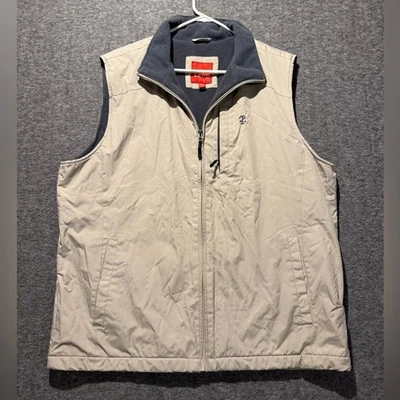 Izod Vest mens Large tan gray fleece lined full zip soft wind water resistant - Image 1 of 4