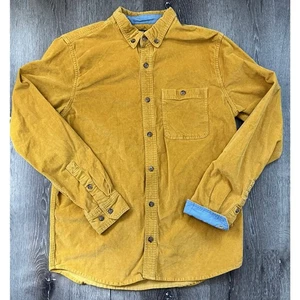 Toad &. Co Corduroy Button Down Shirt Yellow Denim Cuff Organic Cotton Medium - Picture 1 of 13