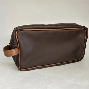 Bolso de aseo Massei de cuero genuino Simon de lujo para hombre marrón - Hecho en Italia - Imagen 1 de 10