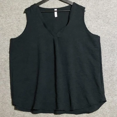 Zenana Sleeveless Top Womens 3X Black V Neck Plus Size Blouse Comfort Core - Image 1 of 4