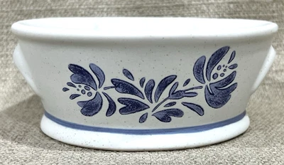 Jabonera Pfaltzgraff Yorktowne - Patrón de inodoro blanco y azul de gres - 1 pieza - NUEVO Foto 1 de 4