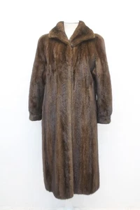 EXCELENTE ABRIGO CHAQUETA CANADIENSE OSCURO DEMI BUFF PIEL VISÓN MUJER TALLA 4-6 S - Imagen 1 de 3