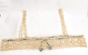 Corpiño de encaje vintage hecho a mano con adornos y correas años 30 azul crema - Imagen 1 de 5