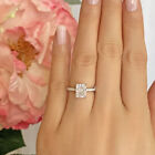 Engagement Ring 18K White Gold Radiant Cut 0.75 Carat Natural Diamond Size 7 8