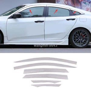 2016-2020 para Honda Civic sedán 6X cromado ventana visera ventilación pantallas protector solar contra la lluvia - Imagen 1 de 5