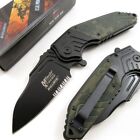 SPRING-ASSIST FOLDING POCKET KNIFE | Mtech Military Camo G10 Serrated Tactical