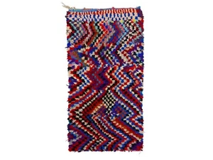 Moroccan Handmade Vintage Rug 3'3x6'1 Berber ZigZag Multicolor Cotton Tribal Rug - Picture 1 of 10