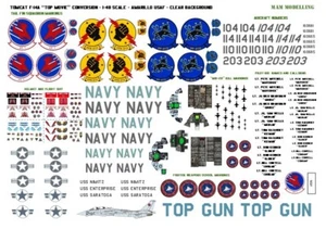1:48 Decals for "Top Movie" F-14A Tomcat Conversion (F-14 VF-1 VF-213 VFA-213) - Picture 1 of 5