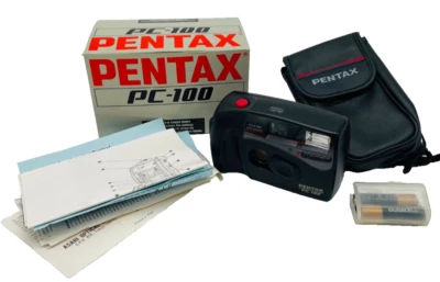 Pentax PC-100 Focus Free Auto Winding 35mm Film Point & Shoot Camera w/Case NOB - Image 1 of 4