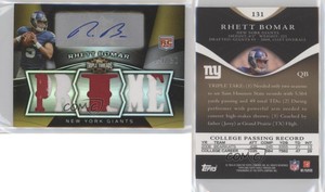 2009 Topps Triple Threads Prime Sepia Relics /30 Rhett Bomar #131 Rookie Auto RC