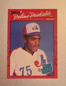 1990 DONRUSS BASEBALL CARD DELINO DESHIELDS #42 RATED ROOKIE EXPOS - Picture 1 of 1