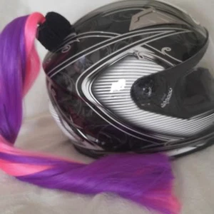 Pink & Purple Helmet Pony Tail / Two Color / Motorcycle / Bike. Hand Made in USA - Bild 1 von 7