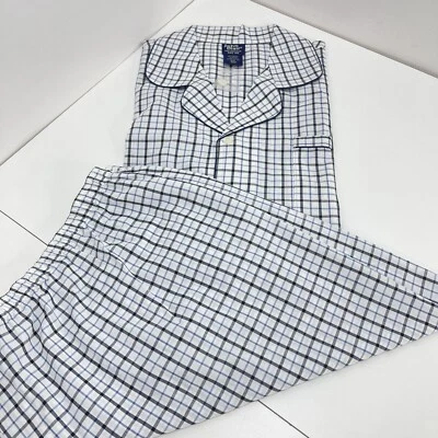 Conjunto de pijama para hombre John Blair 3XL azul blanco camisa a cuadros con botones pantalones a presión Foto 1 de 4