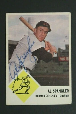 Al Spangler Houston Colt 45s Signed 1963 Fleer #39 Autographed Vintage Card  - Image 1 of 2