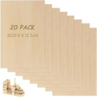 Pack de 20 feuilles de contreplaqué artisanal 1/16, 8 x 12 pouces feuilles de contreplaqué artisanal minces, Unfini