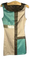 Rinascimento Dress S Small Made in Italy Brown Teal Gold Tank Colorblock
