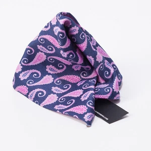 J. LINDEBERG Pocket Square Blue Pink Paisley Italy Made Menswear Classic - Picture 1 of 4