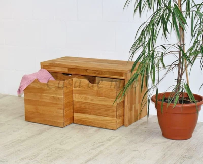 Dielenbank GOMMA 82x45x40cm Wildeiche massiv geölt Sitzbank Flurbank Holzbank - Bild 1 von 4