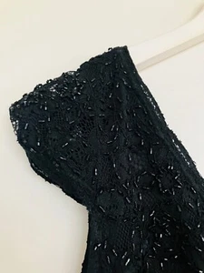 Vintage stunning classy black beaded lace cocktail dress diva - Picture 1 of 20