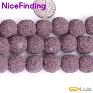 14mm Assosrted Colors Lava Rock Round Beads Jewelry Making Strand 15" Bulk Lot - Picture 1 of 72