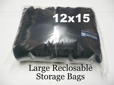 25 bolsas de almacenamiento con cierre 12""x 15"" grandes transparentes 2 mil bolsas con cremallera superior Foto 1 de 4
