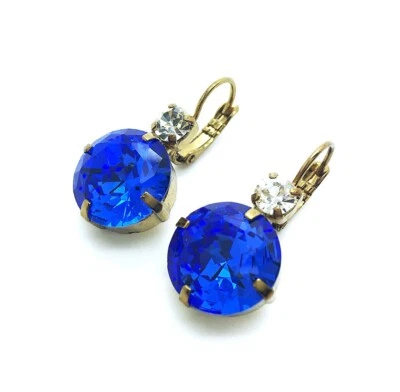 Mariana Earrings Special Large Blue & Clear Swarovski Crystals Magnolia Coll. - Image 1 of 3